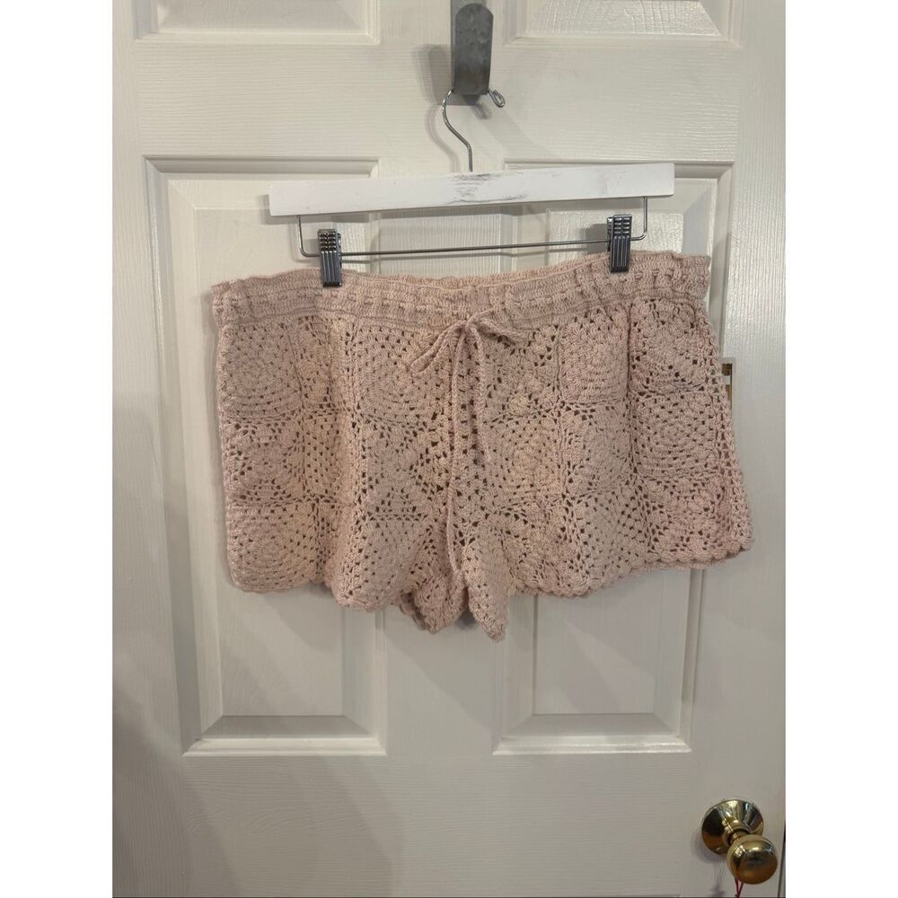 Lucky Brand Festival Beige Crochet Shorts sz L NWT